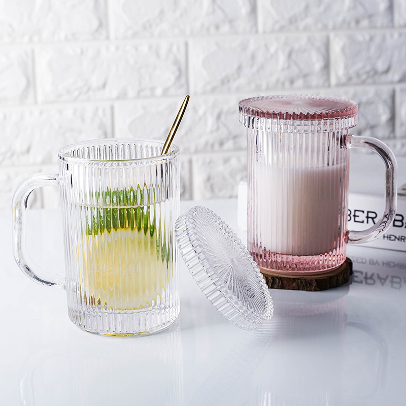 Breakfast striped glass milk glass