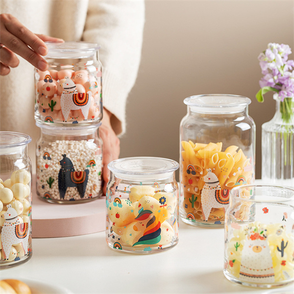 cartoon glass storage jar