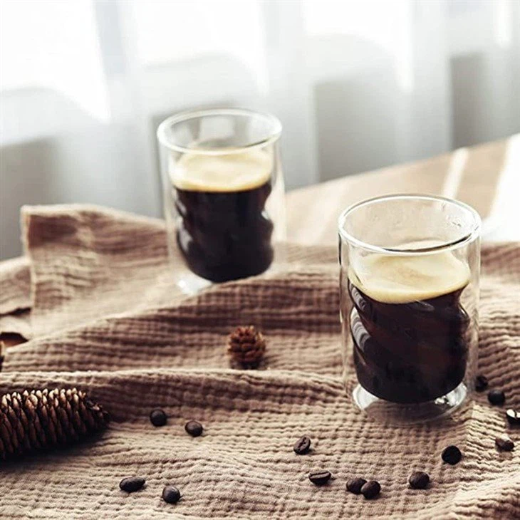 Small Waisted Double-Walled Glass Coffee Cup