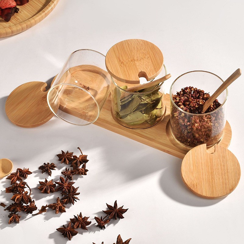 Glass Spice Jar with Bamboo Lid