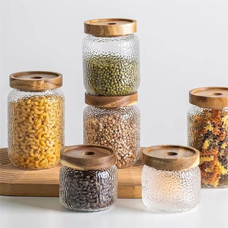 Hammered glass storage jar