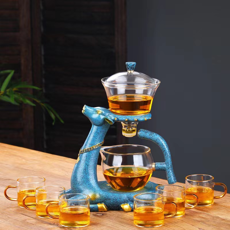 Deer magnet glass tea set