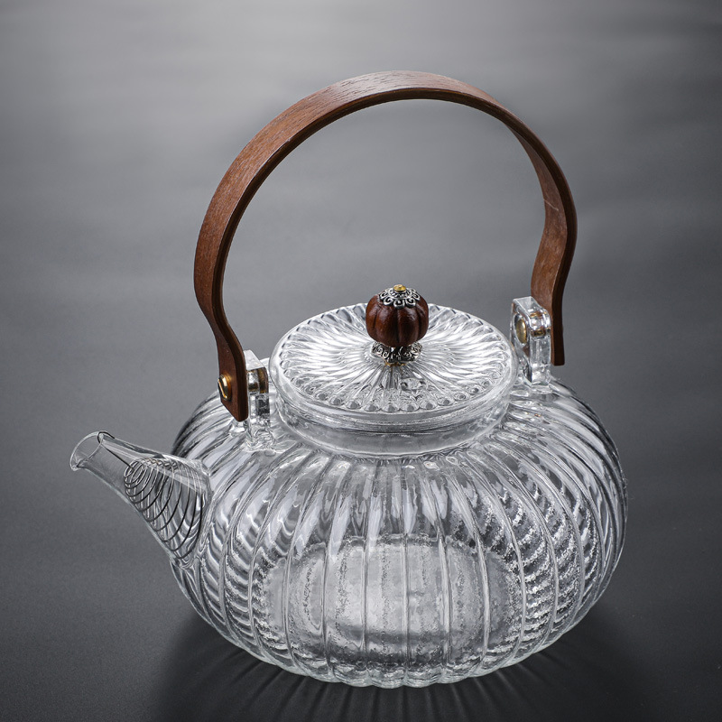 Japanese style glass kettle with vertical pattern kettle and teapot